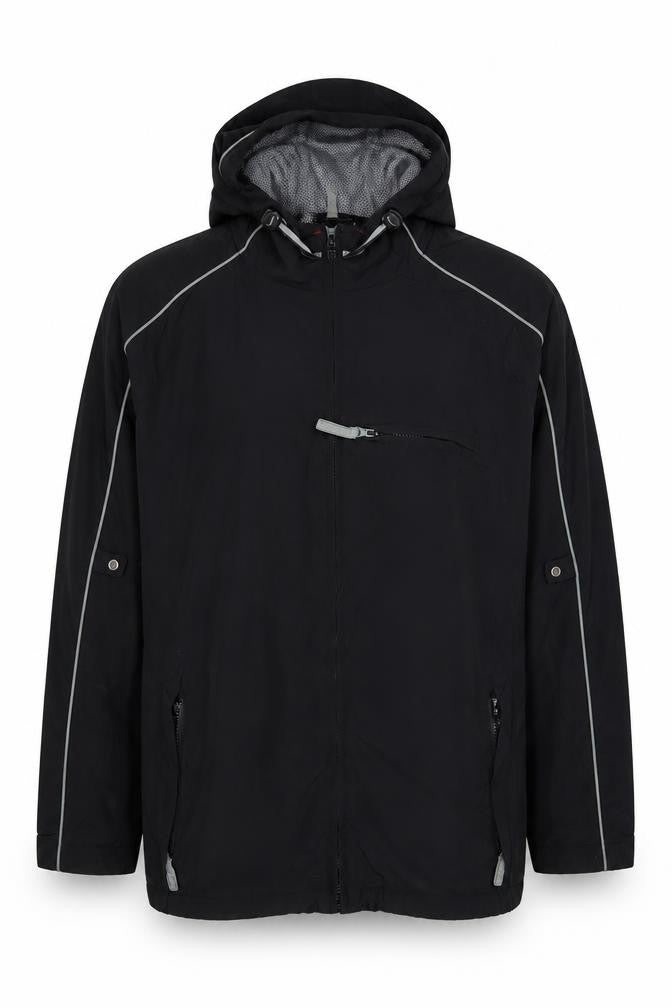 cutting edge Men's XL Black Hooded Windbreaker Jacket