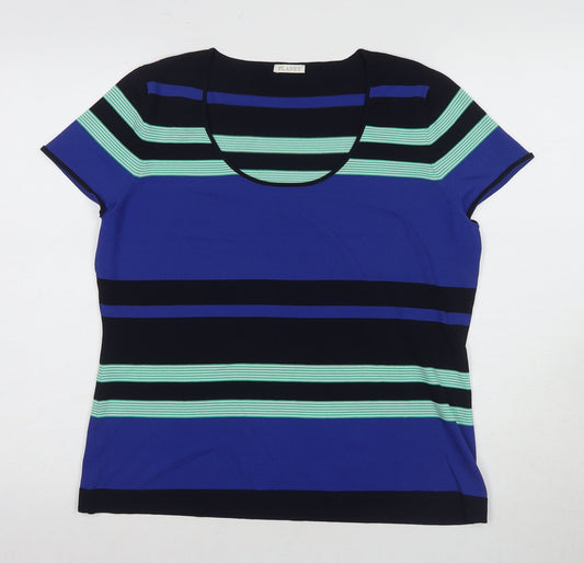 Planet Women's Blue Striped T-Shirt L