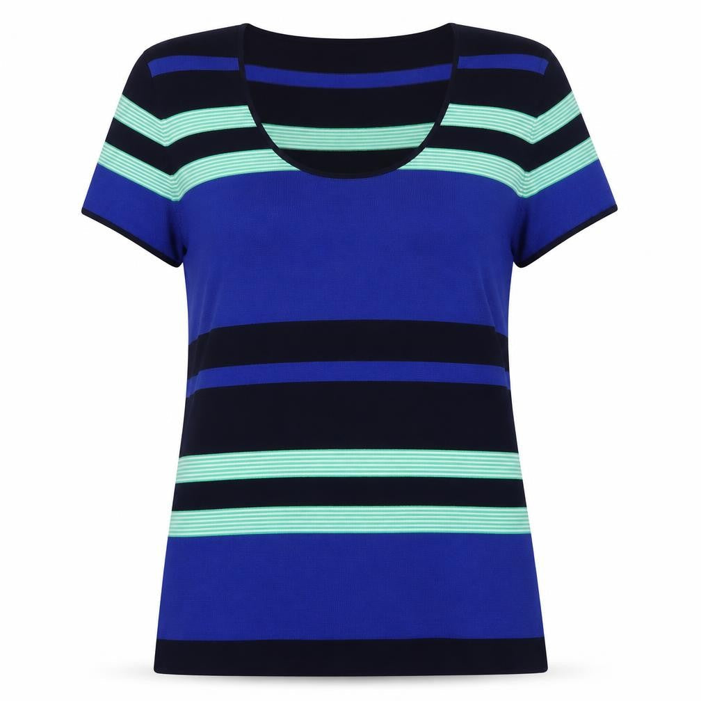 Planet Women's Blue Striped T-Shirt L