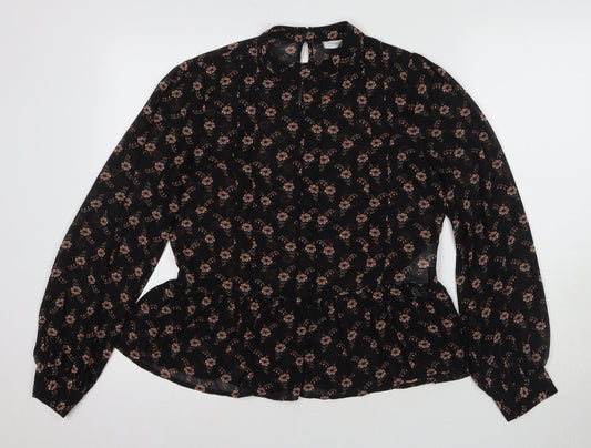 Vila Women’s Black Floral Tunic Blouse Size 10