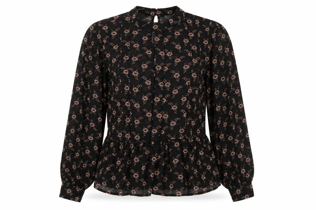 Vila Women’s Black Floral Tunic Blouse Size 10