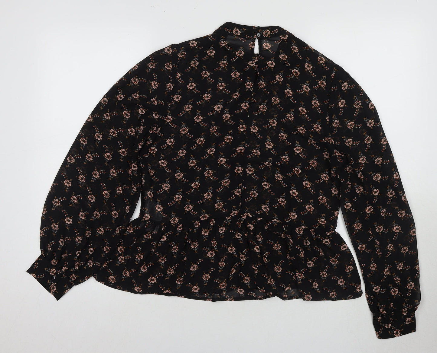 Vila Women’s Black Floral Tunic Blouse Size 10