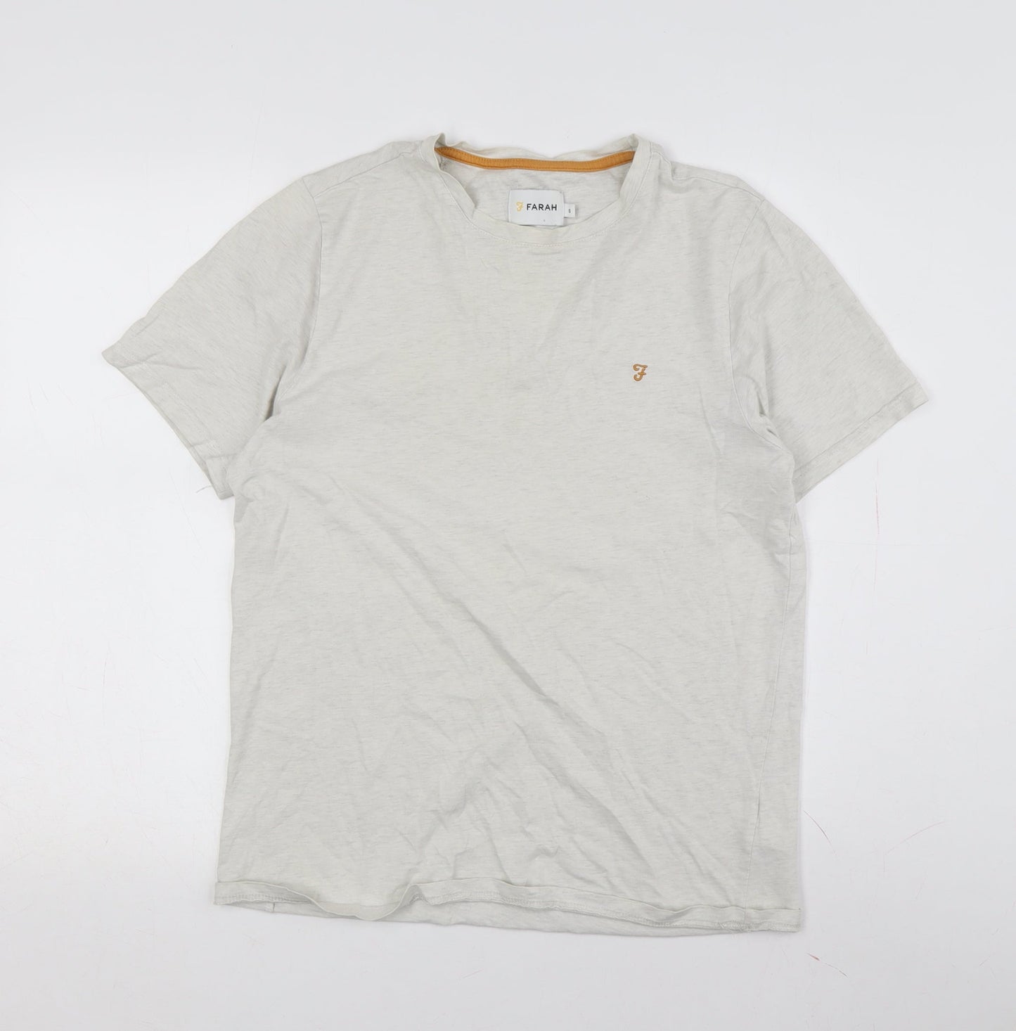 Farah Men's Beige Crew Neck Short Sleeve T-Shirt