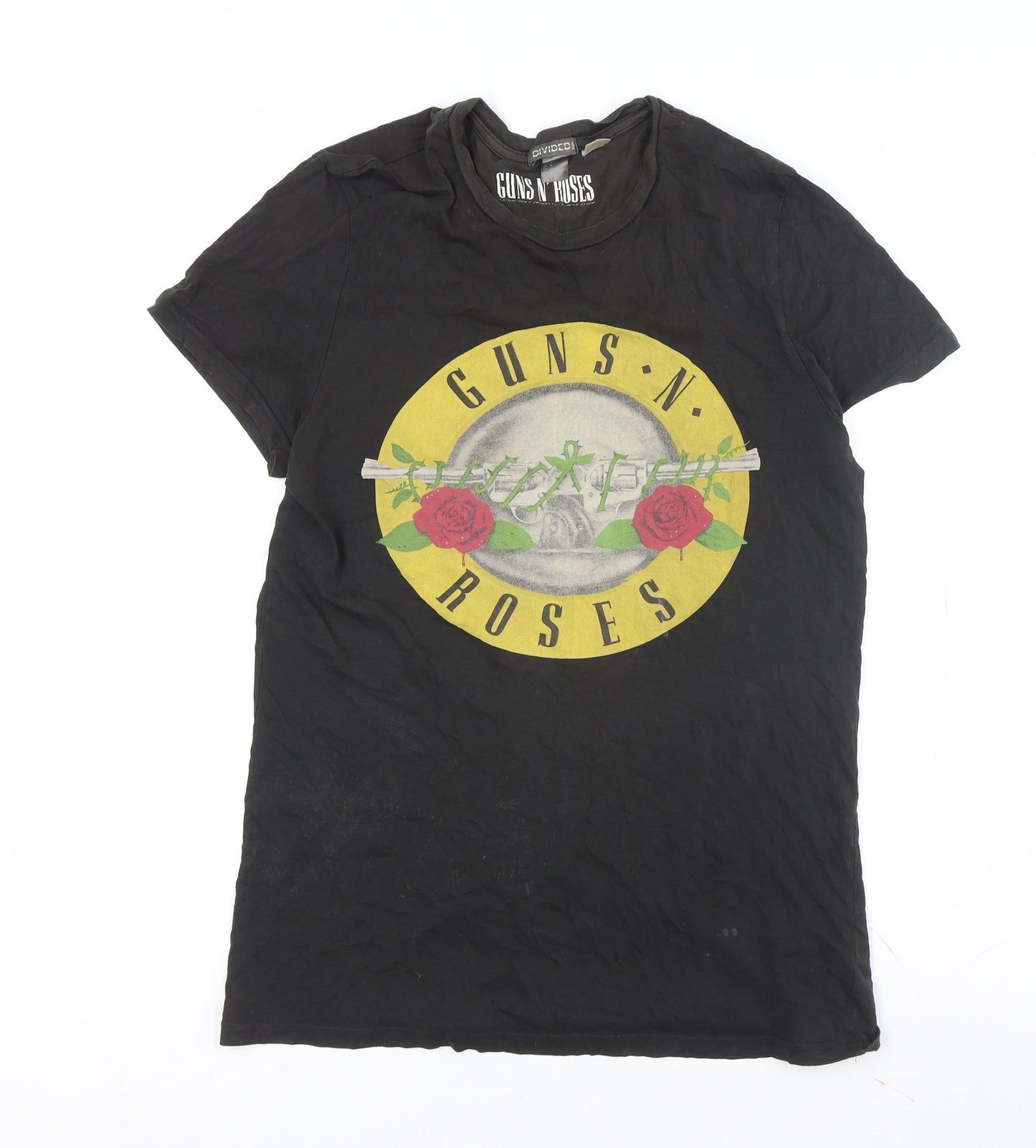 H&M Unisex Black Music T-Shirt, Size S, Casual Crew Neck