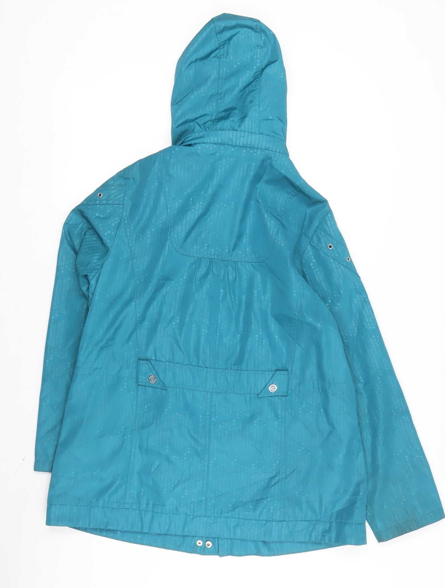 JBC Women's Blue Mid-Length Hooded Rain Jacket - Size 12