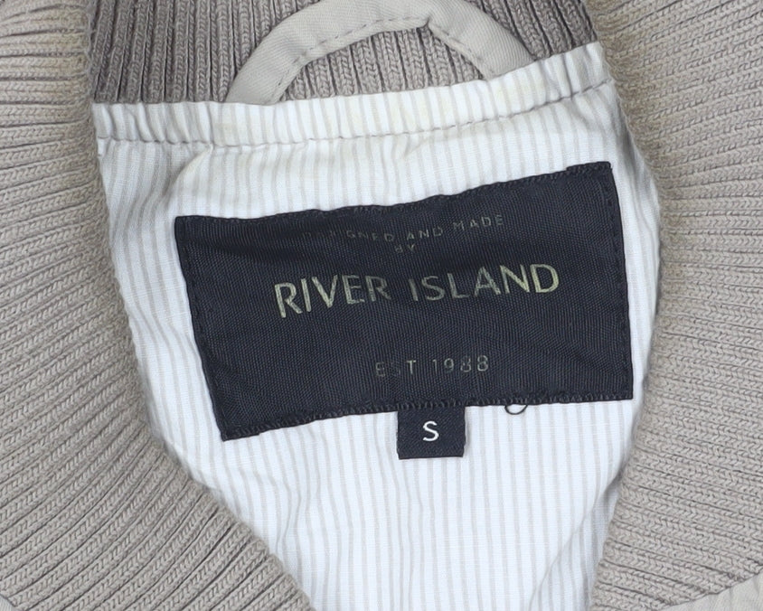 River Island Men's Beige Bomber Jacket S