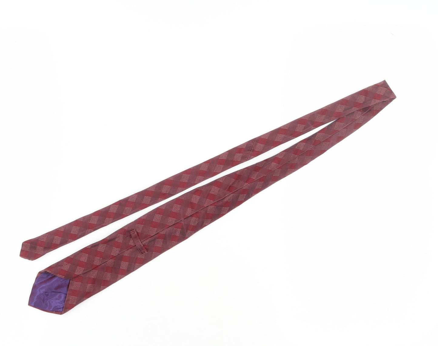 Marks and Spencer Men's Red Silk Plaid Tie