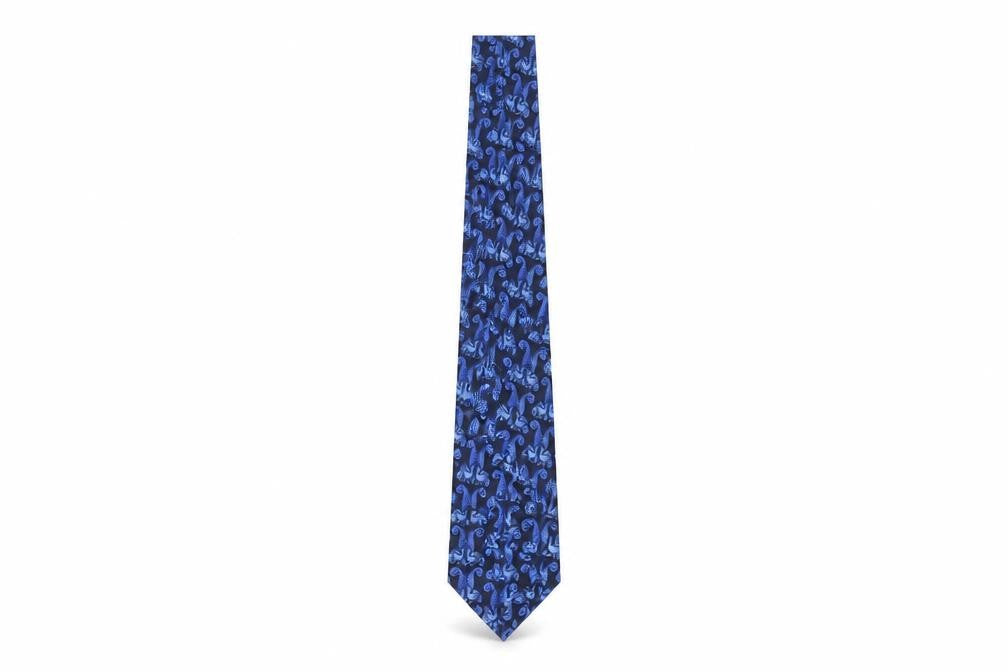 Lanvin Blue Floral Men's Silk Tie