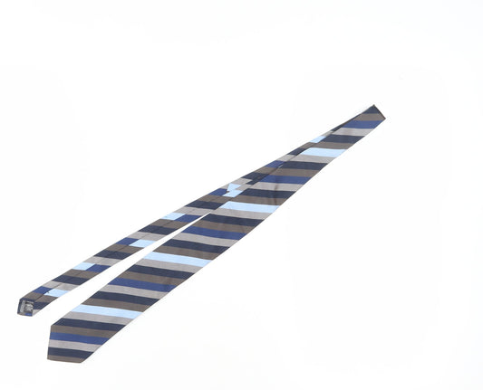Marks and Spencer Men's Blue Striped Silk Tie