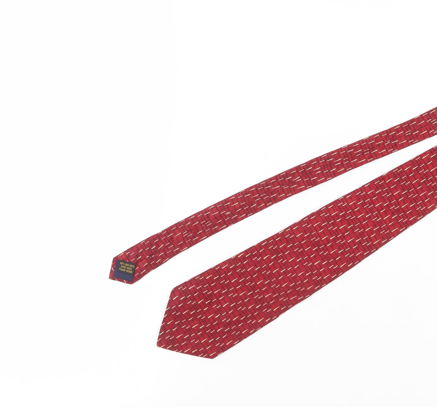 Italy Mode Men's Red Silk Designer Tie - Geometric Pattern