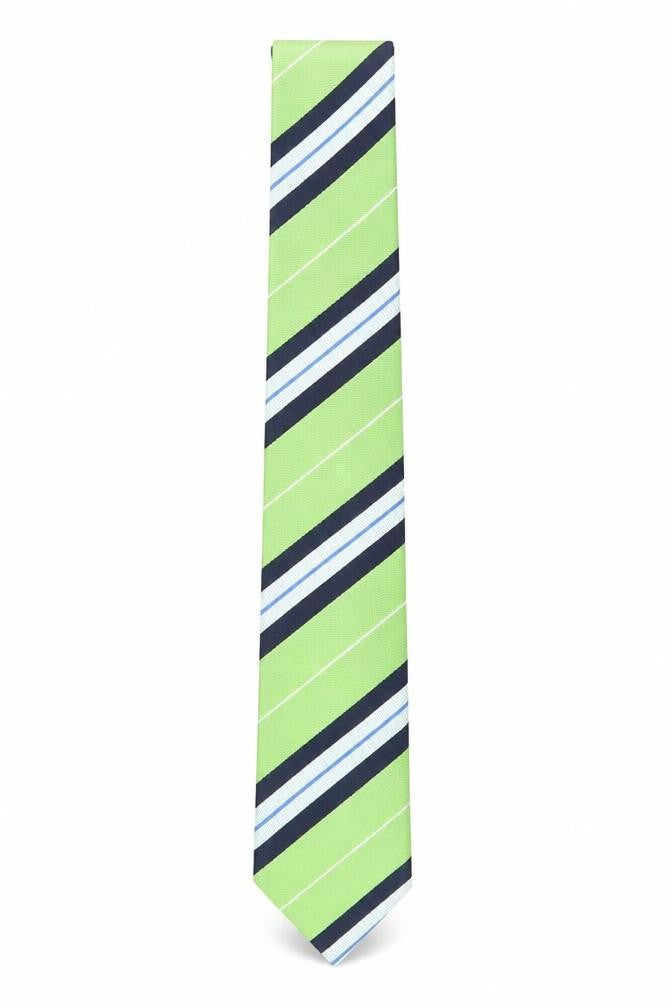 Samuel Windsor Men's Green Stripe Silk Slim Tie