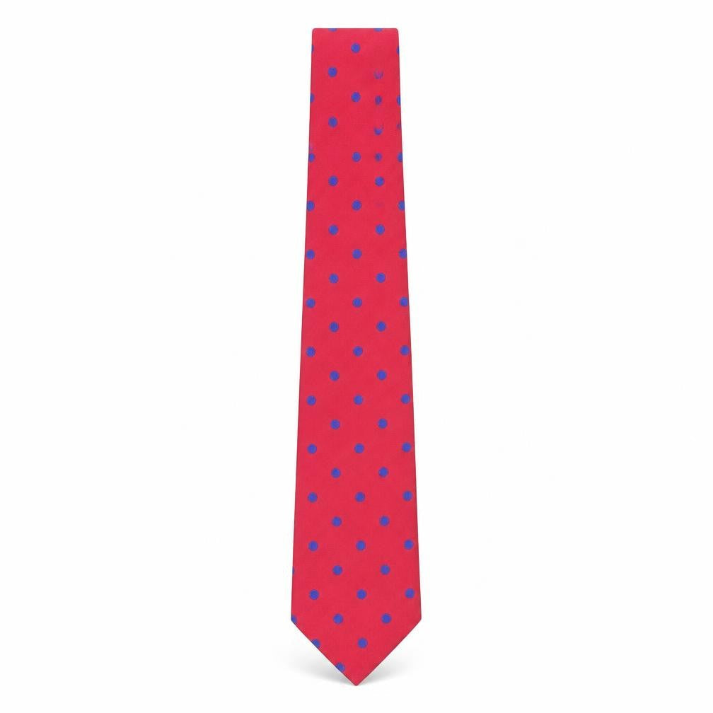 TM Lewin Men's Red Polka Dot Silk Tie Handmade