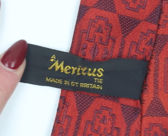 A Mertius Men's Red Geometric Slim Tie - Polyester