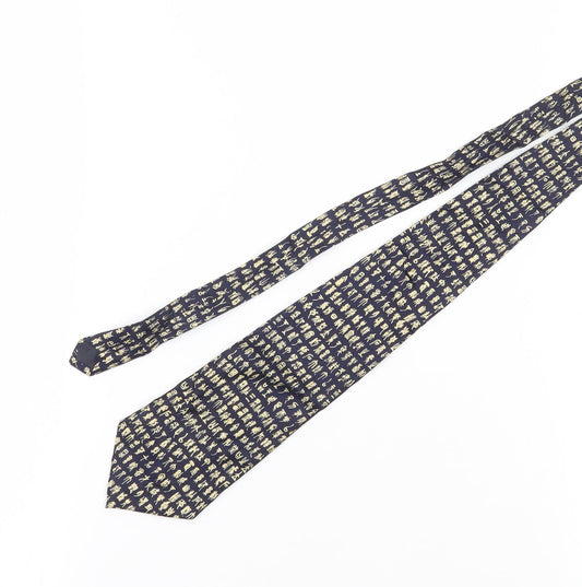 Kailong Men's Black Silk Geometric Handmade Tie