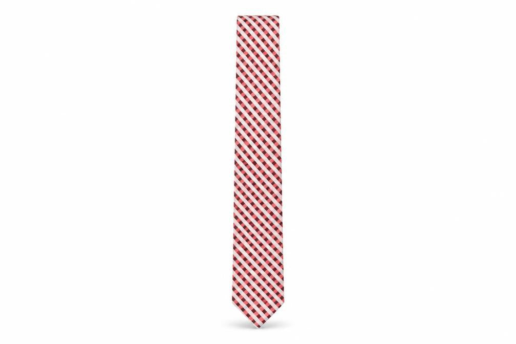Paul Williams Men's Red Check Silk Slim Tie