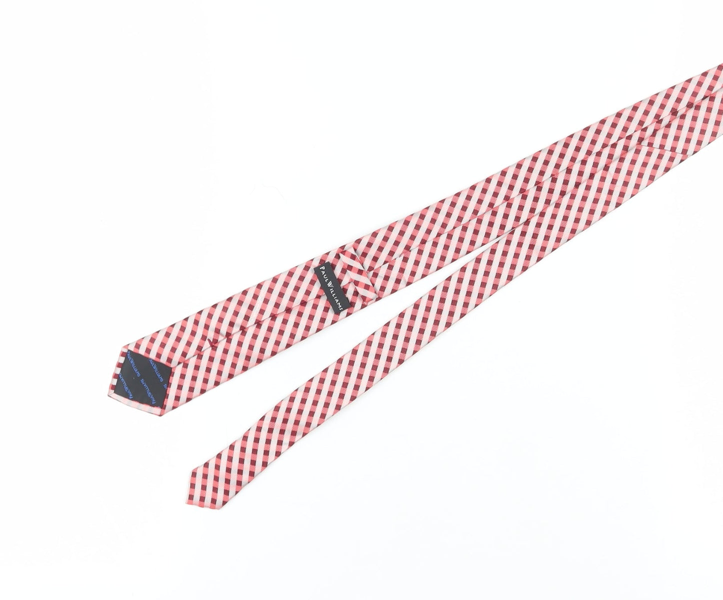 Paul Williams Men's Red Check Silk Slim Tie