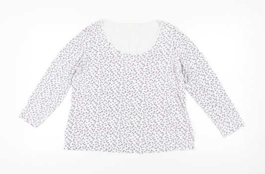 Marks and Spencer Women's White Floral T-Shirt UK 16