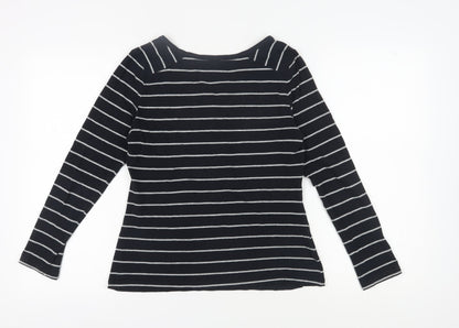 Marks & Spencer Women's Black Striped Button-Up, Size 12