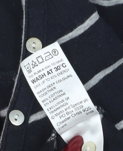 Marks & Spencer Women's Black Striped Button-Up, Size 12