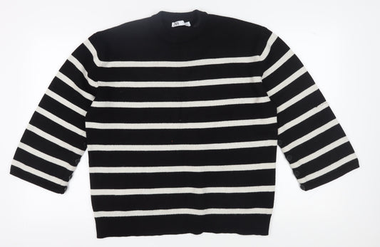 Zara Women's Black Striped Pullover Jumper Size 12