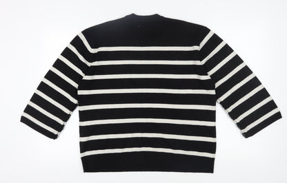 Zara Women's Black Striped Pullover Jumper Size 12