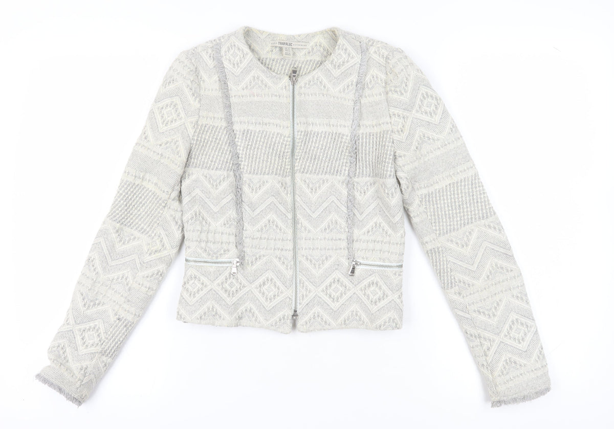 Zara Women’s Grey Geometric Woven Blazer XS