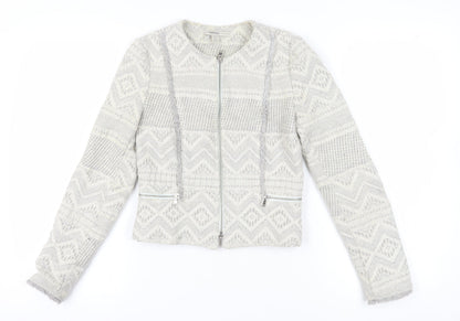 Zara Women’s Grey Geometric Woven Blazer XS