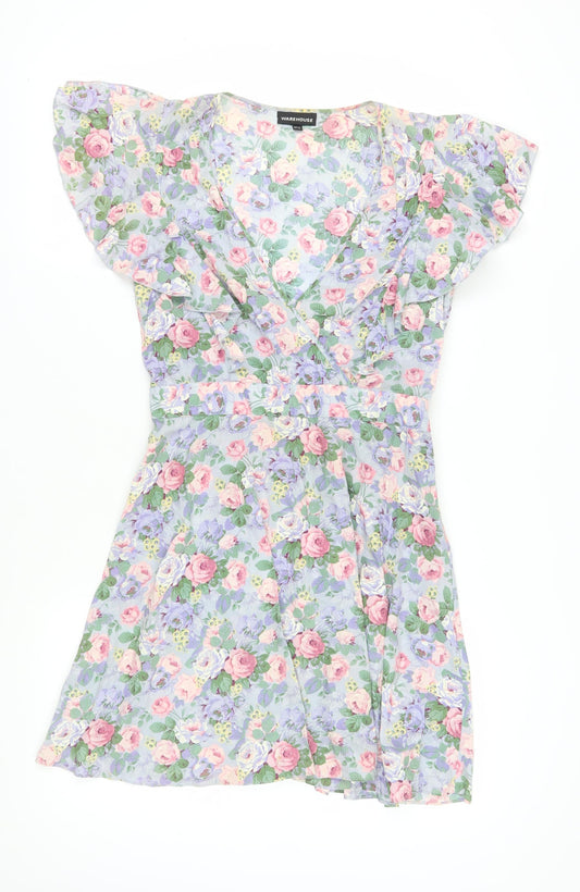 Warehouse Women's Floral Short Wrap Dress Size 12