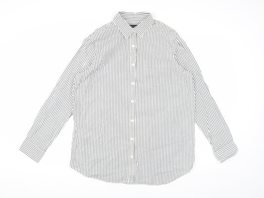 Banana Republic Men's Grey Striped Shirt M