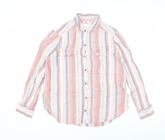 Hollister Women's Multicoloured Striped Button-Up Shirt M