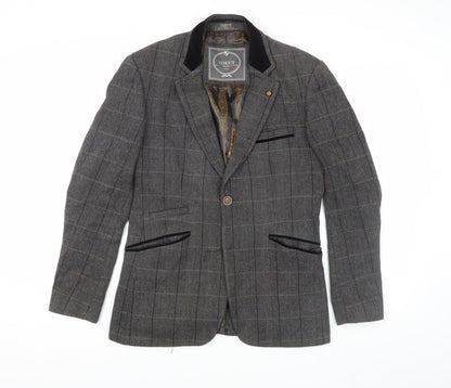 Voeut Womens Grey Tweed Blazer, , Classic Check Size 36,