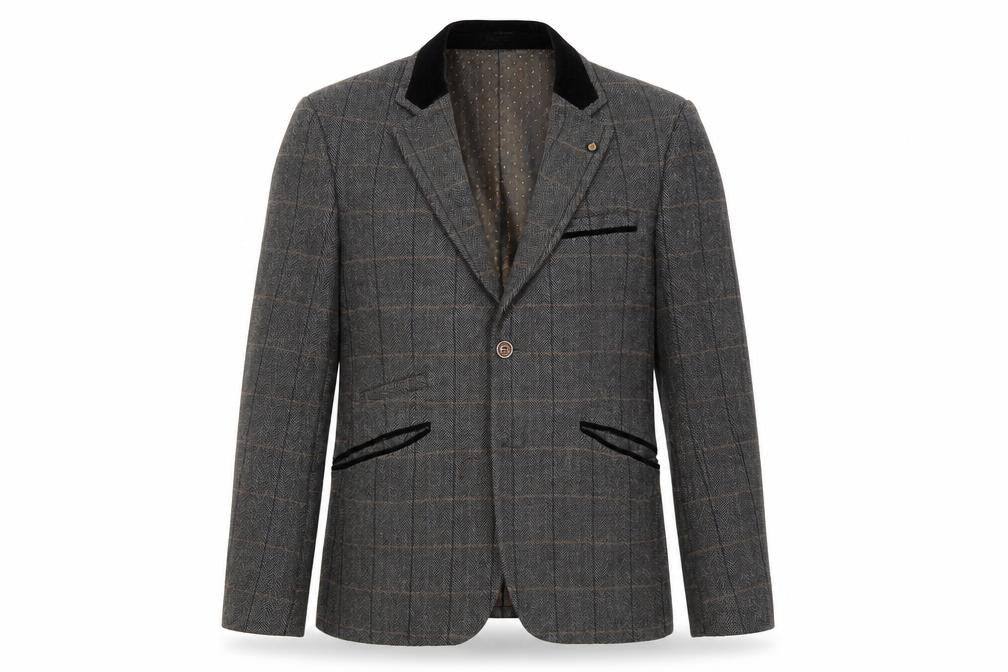 Voeut Grey Tweed Blazer, Unisex, Size 36, Classic Check