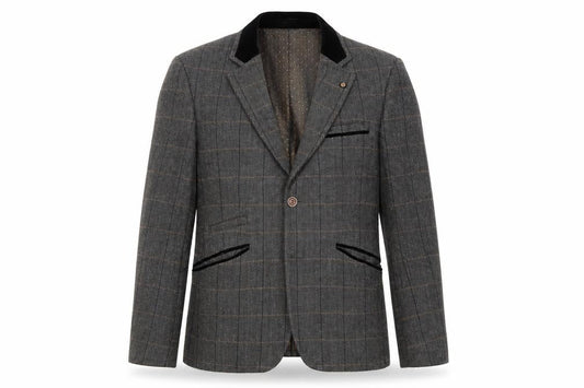 Voeut Grey Tweed Blazer, Unisex, Size 36, Classic Check