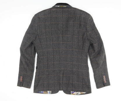 Voeut Womens Grey Tweed Blazer, , Classic Check Size 36,