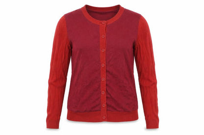 Manoukian Women's Red Cardigan, Size 2XS, V-Neck, Wool