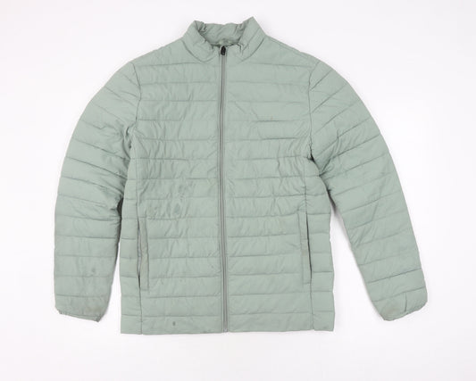 Jack & Jones Unisex Green Puffer Jacket M