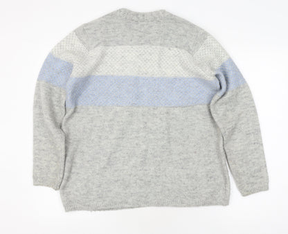Fransa Men's Grey Knit Pullover Jumper M