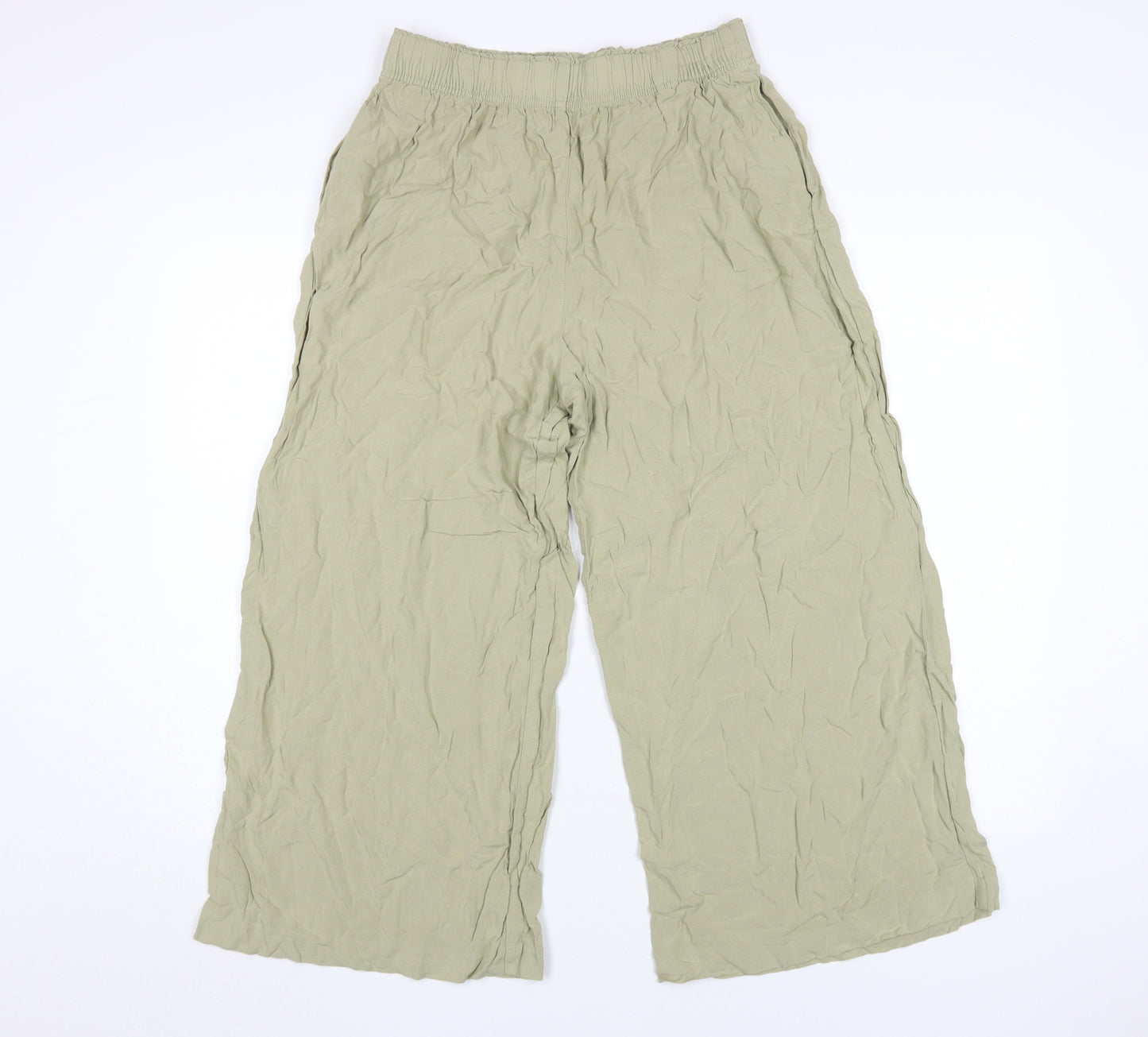 H&M Women's Beige Wide-Leg Viscose Trousers M