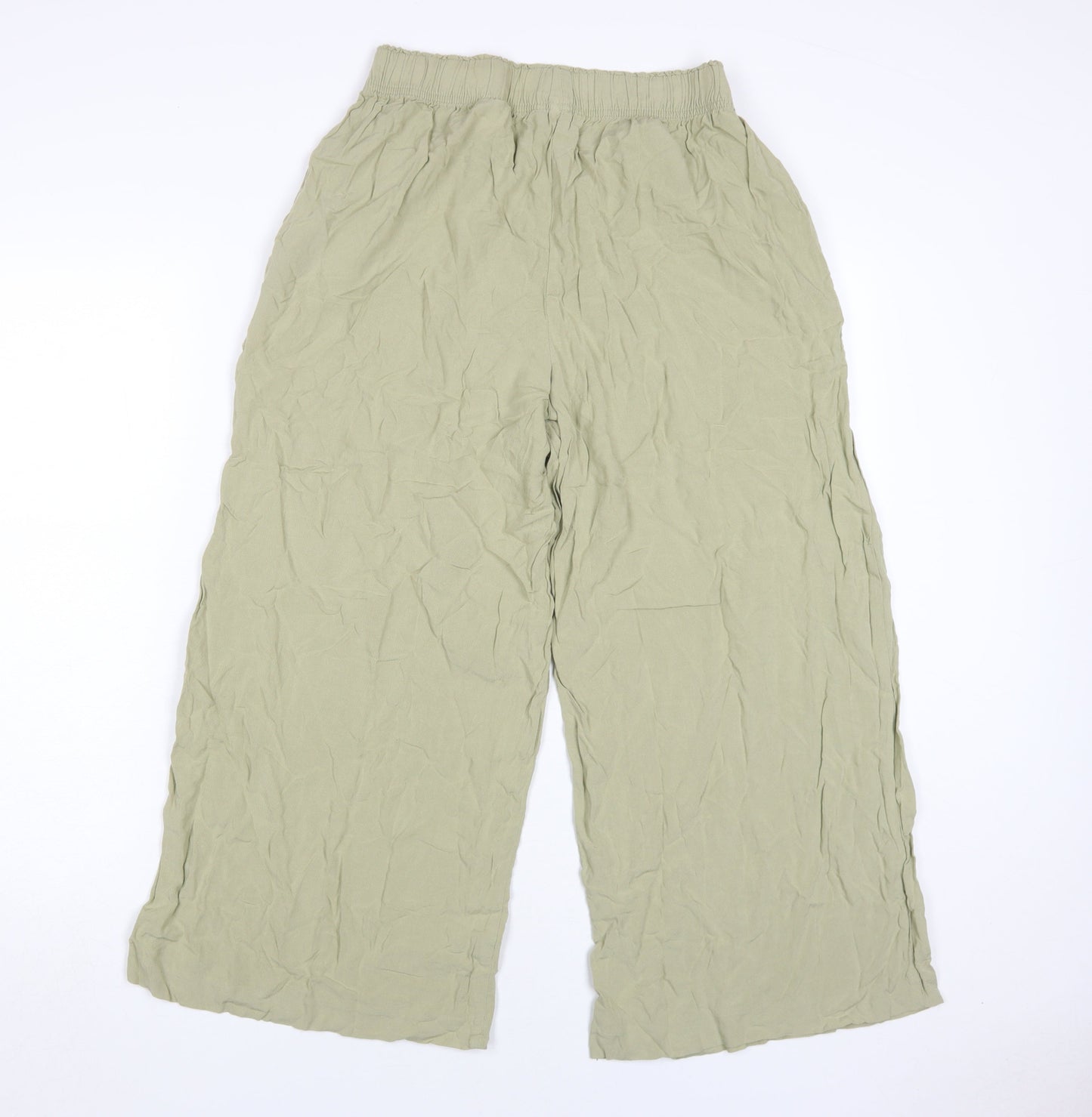 H&M Women's Beige Wide-Leg Viscose Trousers M