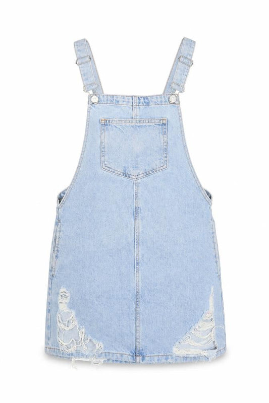 Topshop Women's Blue Denim Pinafore Dress Size 8