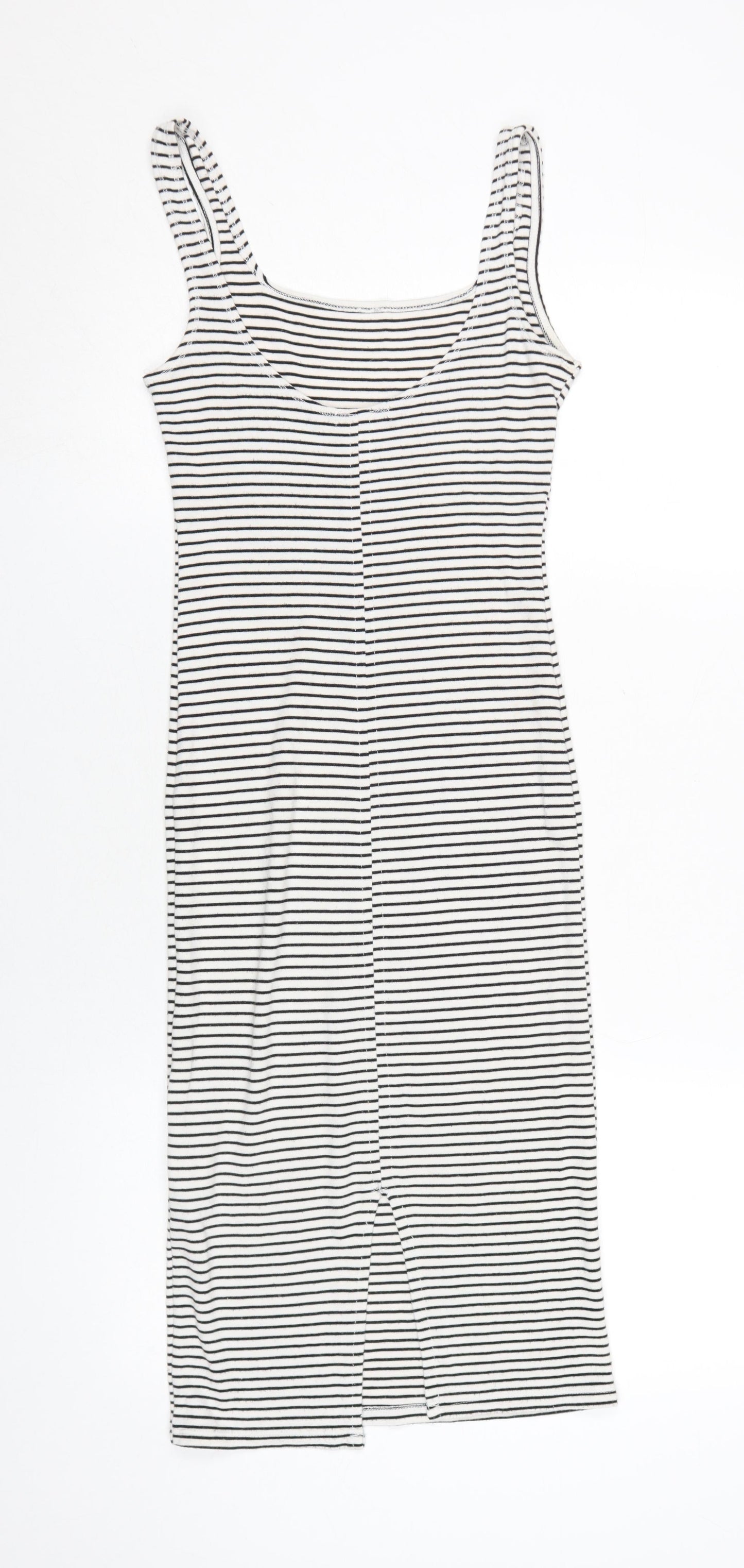Bershka Women's Black Striped Slip Dress XS