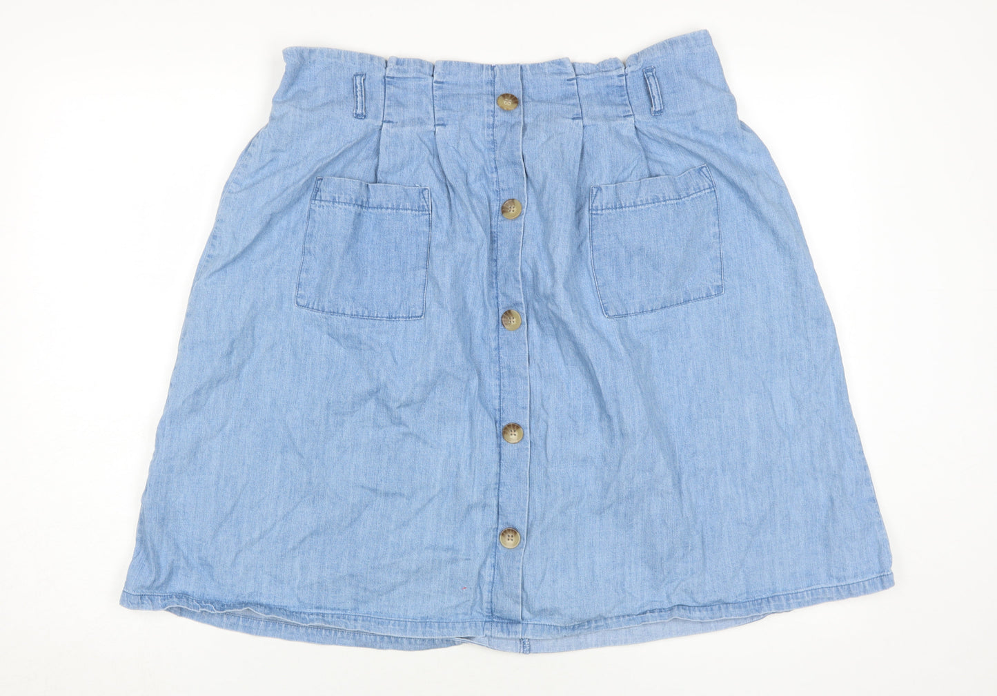C&A Women's Blue Denim Skirt Size 14 with Buttons