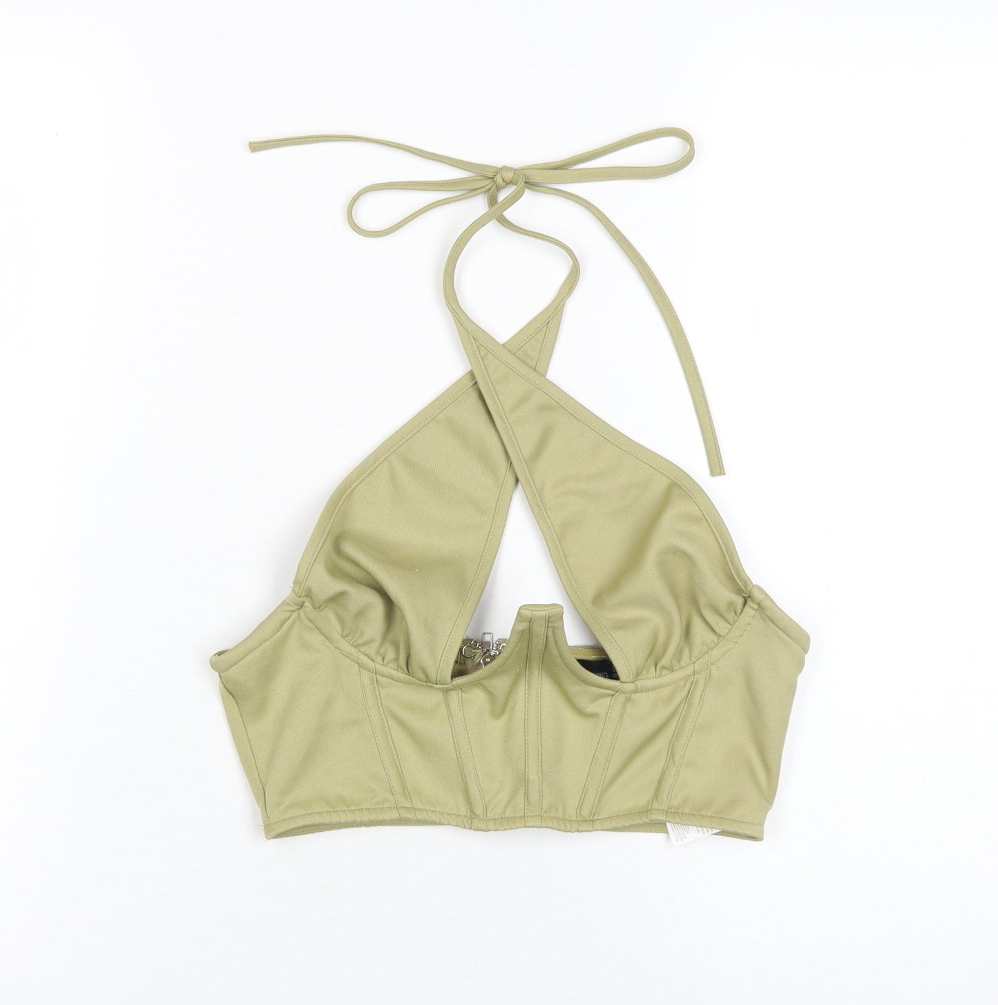 PrettyLittleThing Women's Green Cropped Halter Tank Size 8