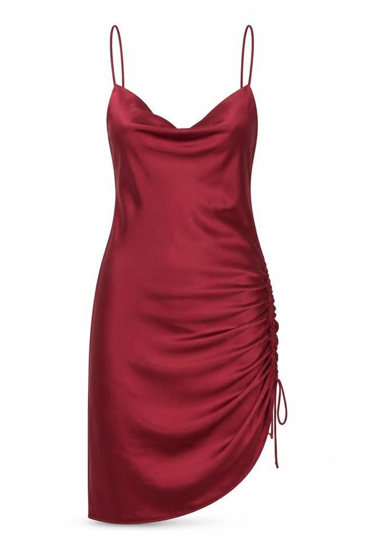 Topshop Women's Red Slip Dress, UK 6, Cowl Neck, Party