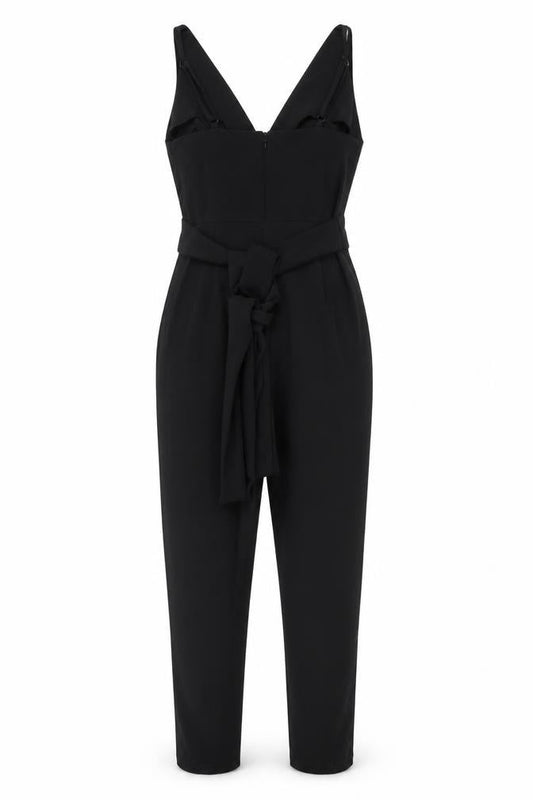 Front view of ASOS Women's Black, size 8, Sleeveless Jumpsuit