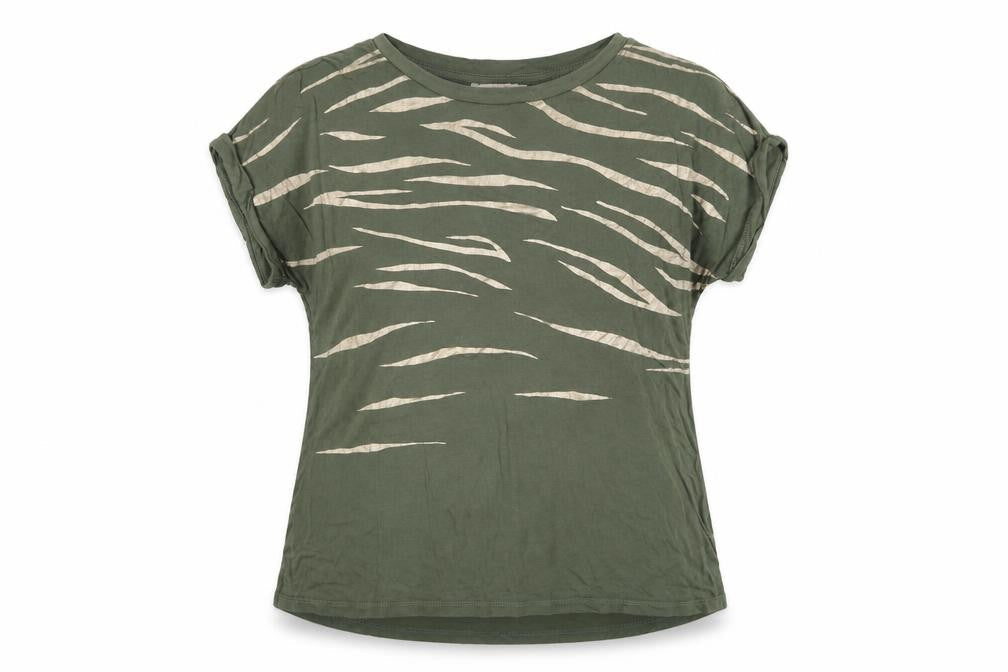 Oasis Women's Green Animal Print T-Shirt Medium