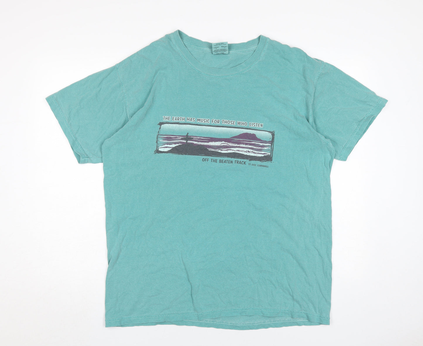 Comfort Colors Men's Blue Graphic Print T-Shirt Large