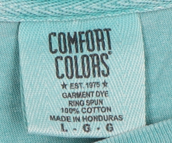 Comfort Colors Men's Blue Graphic Print T-Shirt Large