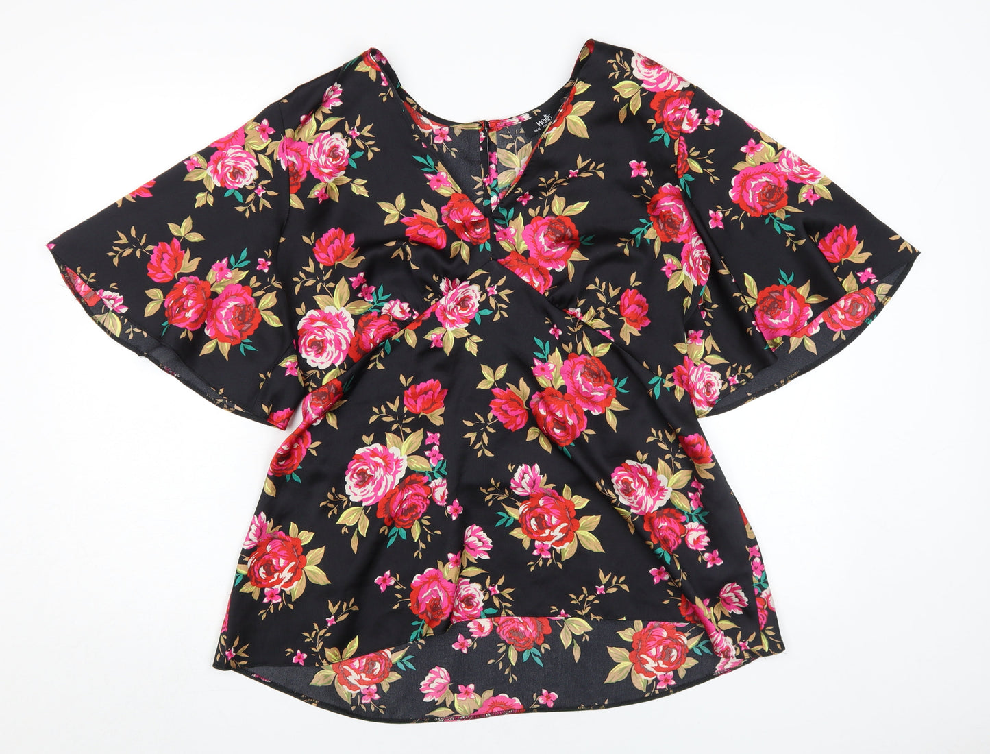 Wallis Women's Black Floral Tunic Blouse UK 16