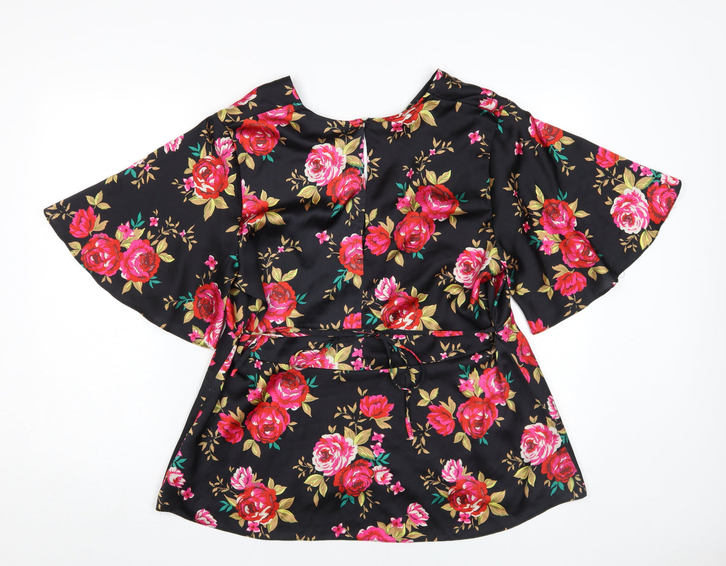Wallis Women's Black Floral Tunic Blouse UK 16